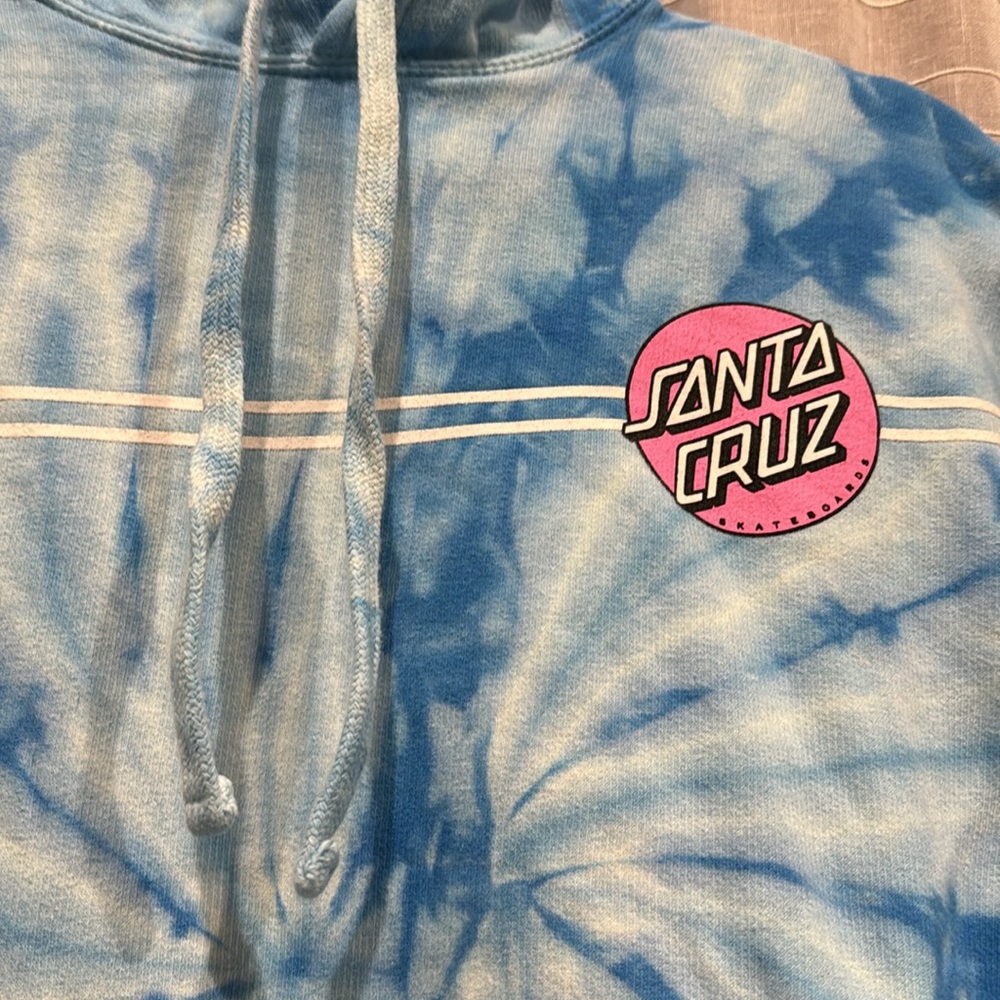 NWOT BLUE WHITE TIE DYE Santa Cruz HOODIE M - Picture 2 of 8